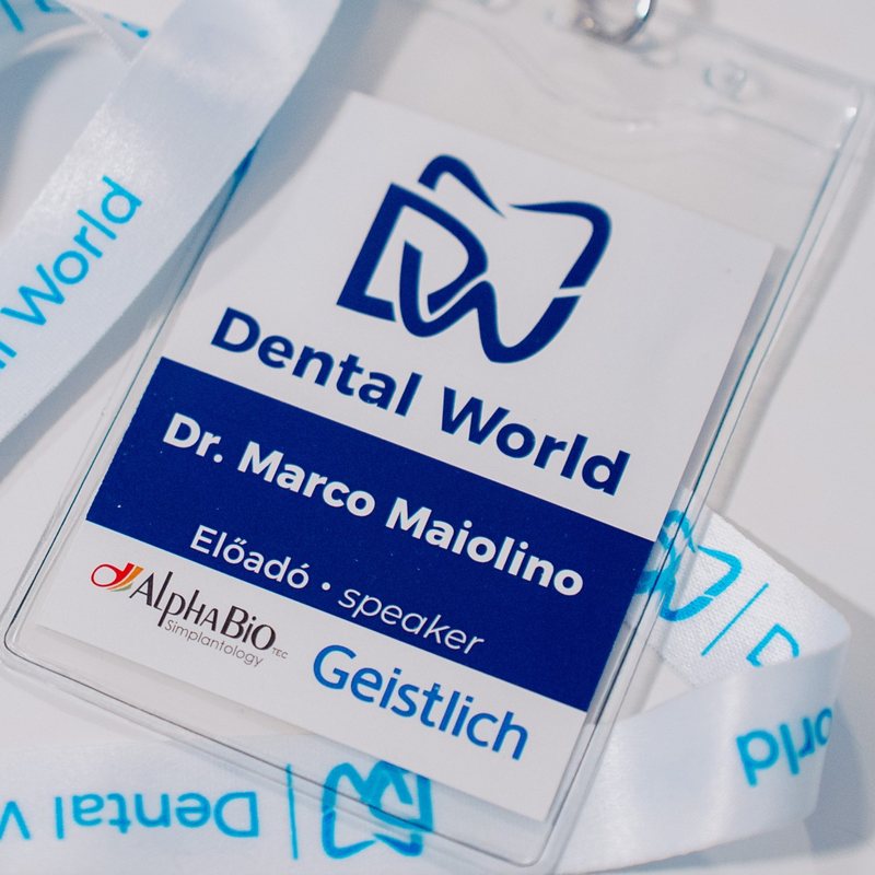 Badge relatore Dental World 2026 - Dott. Marco Maiolino